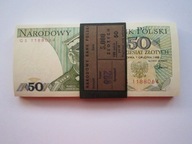 Banknoty 50 zł 1988 seria GS stan 1 UNC z paczki bankowej.