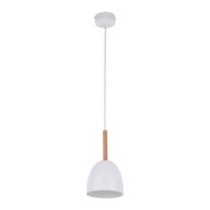 Lampa Sufitowa NORD Biały Drewno Metalowy Klosz 1xE27 Lampa Wisząca Salon