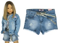 Z534 Krótkie spodenki szorty jeans 146