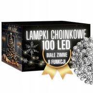 Lampki CHOINKOWE 100 LED ŚWIĄTECZNE BIAŁE ZIMNE ZEWNĘTRZNE WEWNĘTRZNE