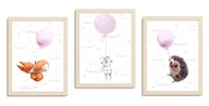 Sada plagátov pre deti A3 králik ježko balóny