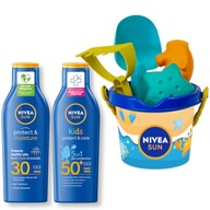 NIVEA SUN Balsam do opalania 200ml + Ochronny dla dzieci 200ml + Zabawki