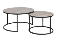 Set konferenčných stolíkov KURT 1 - šedý mramor / čierny