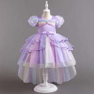 kolorowa siateczkowa sukienka zwiewna dla małych i średnich dzieci 7T5