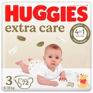 Pieluchy HUGGIES Extra Care 3 (6-10kg) 4w1 Hipoalergiczne 72 szt