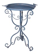 Kovový stôl Pomocník Modrý bočný stolík s vtákom