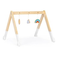 Gymnastický stojan vzdelávací drevený + hračky ECOTOYS