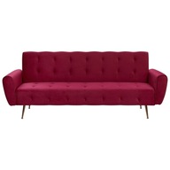 Sofa rozkładana welurowa burgundowa SELNES