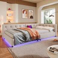 Összecsukható kanapé 90x200 cm, Ambient világítás távirányítóval, USB+C típus