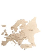 Mapa Europa granice państwa drewniana na ścianę