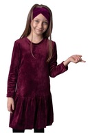 Bordové dievčenské velúrové šaty 128