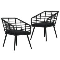 Záhradné stoličky s vankúšmi 2 ks polyratan čierne