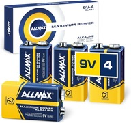 Allmax 9V-12 Block (6LR61) alkáli elem 4 db 9 V