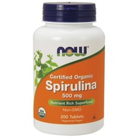 NOW Certified Organic Spirulina 500mg 200tabs DLA WEGAN I WEGETARIAN