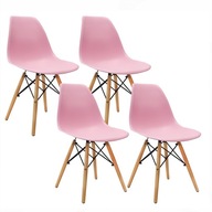 4 krzesła DSW Milano różowe noga drewno kuchnia