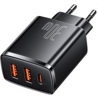 BASEUS SZYBKA ŁADOWARKA SIECIOWA DO TELEFONU 3X USB USB-C 30W PD QC 3.0 AFC