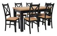 6 solidne krzesła z drewnianym siedziskiem rozkładany stół KUCHENNY 140/180
