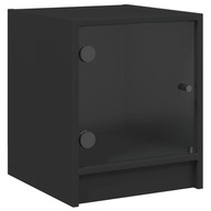vidaXL Nočný stolík so sklenenými dverami, čierny, 35x37x42 cm