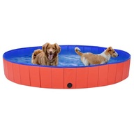 Skladací bazén pre psa, červený, 200x30 cm, PVC