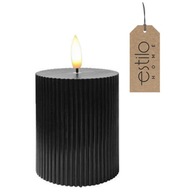 Vysoká vosková LED svíčka s efektem plamene, ozdobná, černá, 10 cm