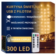 KURTYNA ŚWIETLNA LED ZEWNĘTRZNA WEWNĘTRZNA LAMPKI ŚWIETLNE 300 NA USB 3x3M