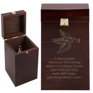 Drevená krabička na hraciu skrinku s gravírom Krst