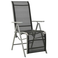 Krzesło ogrodowe z regulowanym oparciem, czarno-srebrne, aluminiowe, 58,5x6