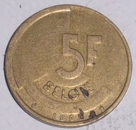 5 franków - Belgia - Belgie - Królestwo Belgii - stara moneta - 1986 rok