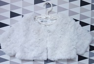 H&M białe bolerko, kamizelka wizytowa PLUSZOWA do sukienki J.NOWA 98-104