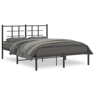 Kovový rám postele s čelom čierny 140x190 cm