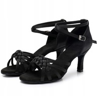 BUTY DO TAŃCA TOWARZYSKIEGO WYGODNE 7CM - CZARNE