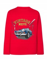 Koszulka T-shirt długi rękaw chłopięcy auto vintage czerwona 134/140 9 lat