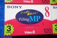 3x KASETY DO KAMER Video8 SONY FILING P6-120MP 120 min