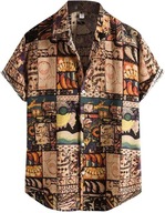 Koszula męska Etniczny nadruk z krótkim rękawem Koszula hawajska Bluzka