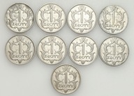 II RP. Zestaw 9 x 1 złoty 1929
