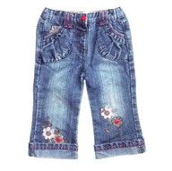 Jeansy z kwiatkami DZIEWCZĘCE Ozdobne szycie roz. 80-86 cm A453