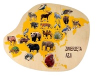 Zvieratá Ázie, drevená skladačka o zvieratách, drevené kontinenty
