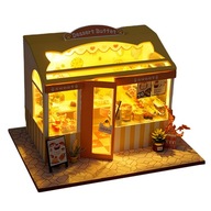 LED svetelný miniatúrny domček pre bábiky Drevený DIY pre