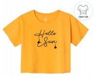 COOL CLUB T-shirt dziewczęcy crop top żółty Hello sun r. 134