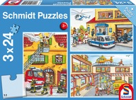 Puzzle Záchranná služba 3×24 dielikov, značka SCHMIDT.