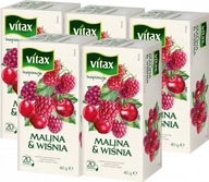 Herbata owocowa Vitax malina i wiśnia 20szt-2g x5