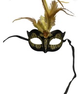 Maska venetian mask yellow with yellow stone and feather