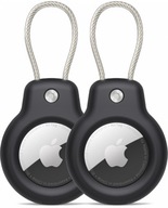 2 ЧОХЛИ ЗІ СТАЛЕВИМ ТРОСОМ ДЛЯ APPLE AIRTAG KEYRING ЧОХОЛ ДЛЯ МІСЦЯ ЧОРНИЙ