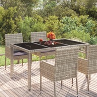Záhradný stôl so sklenenou doskou, sivý, 150x90x75cm, PE ratan