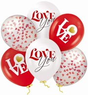 Zestaw balonów Love z konfetti 30cm 6szt