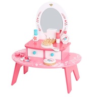 TOOKY TOY Ružový drevený toaletný stolík na make-up so zrkadlom