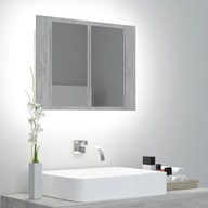 Kúpeľňová skrinka so zrkadlom a LED sivou betónovou 60x12x45 cm