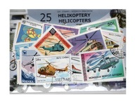 Pakiet 25 znaczków pocztowych - HELIKOPTERY
