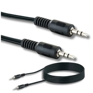 Kabel AUX Mini Jack 3.5mm 2x wtyk Męski 5m Przedłużacz Czarny Przewód Audio