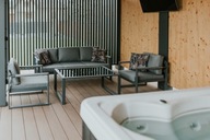 Nowoczesny, ALUMINIOWY zestaw mebli ogrodowych -loft Sofa+ 2x fotel+ ława